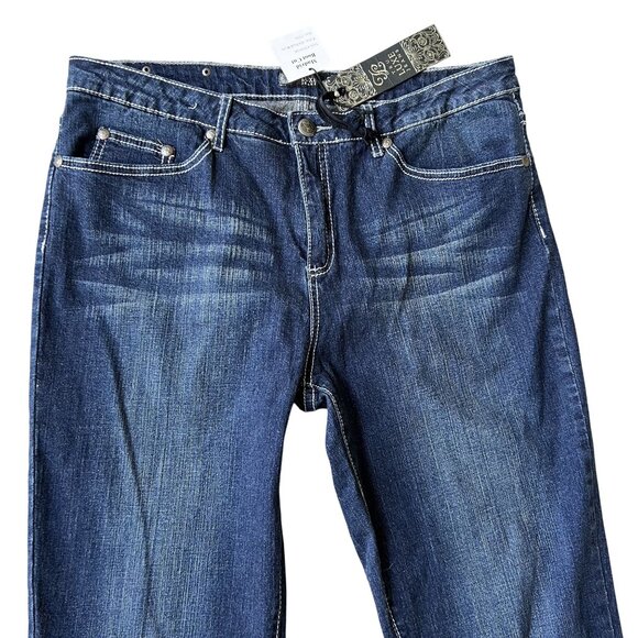 NWT Tru Luxe Womens 14 Madrid Bootcut Jeans Embellished Pockets Edgy Cowgirl - Picture 3 of 10